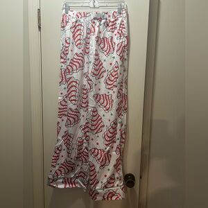 Festive Red and White Christmas Tree Pajama Pants